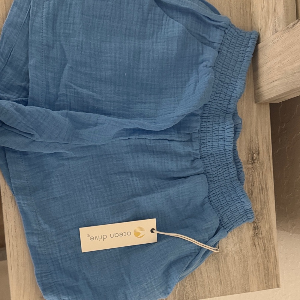 Ocean Drive Light Blue Girls' Smocked Waist Shorts